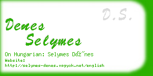 denes selymes business card